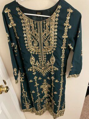 Green Zari Embroidered Georgette Salwar Kameez